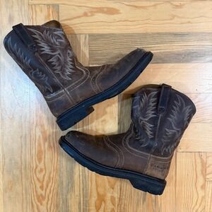 Ariat Work Steel Toe Cowboy Brown Leather Western Work Boots Men's 9EE Wide